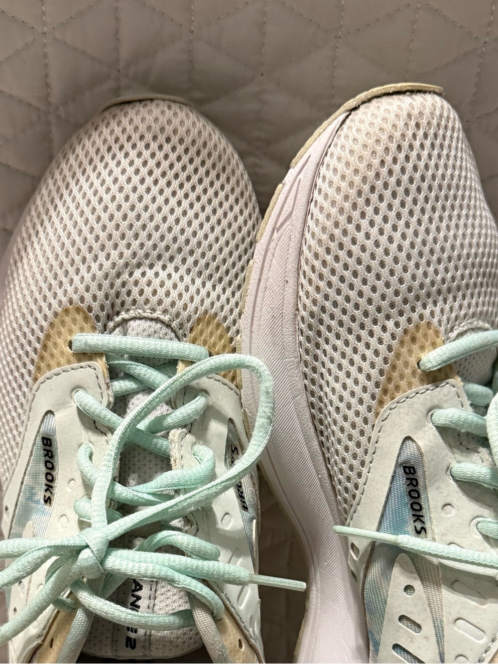 Brooks Women's White and Mint Performance Running Shoes
